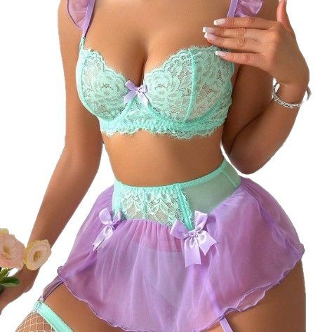 Women Sexy Lace Erotic Set Bow - đánh giá và giá Lace Bralette Set